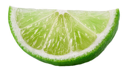 Fresh lime slice with white pith and green rind