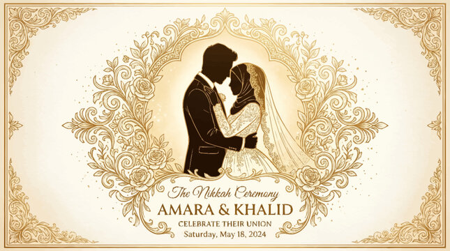 Elegant wedding invitation design for Amara and Khalid's special day with alevidhanu design