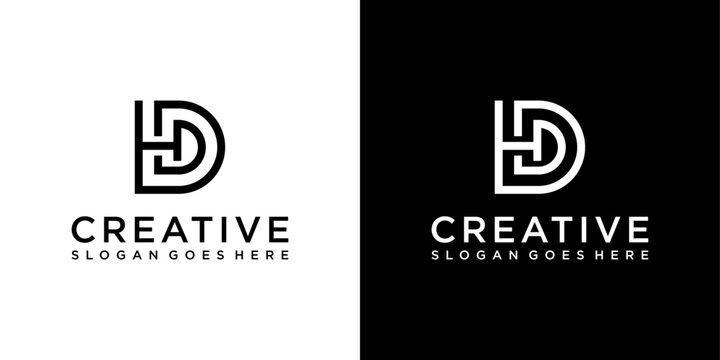 HD or DH initial letter logo design vector concept