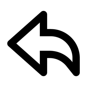 Minimalist linear undo reply arrow icon capturing regression history rollback and communication workflow continuity for corporate software web design and digital applications