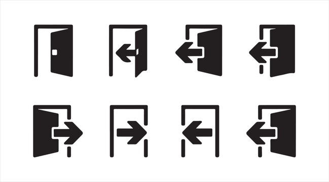 Black Arrow Navigation Icons Showing Return Direction and Interface Button Symbols