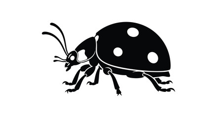 black ladybug silhouette with detailed legs and spots on a white background silhouette © Creativeakash393