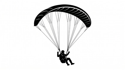 Paraglider flying in the sky silhouette illustration © Ating