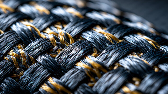 Woven carbon fiber composite prepreg layup surface macro detail, twill weave pattern aerospace material, resin matrix visible between tow bundles, high-performance engineering material single specim