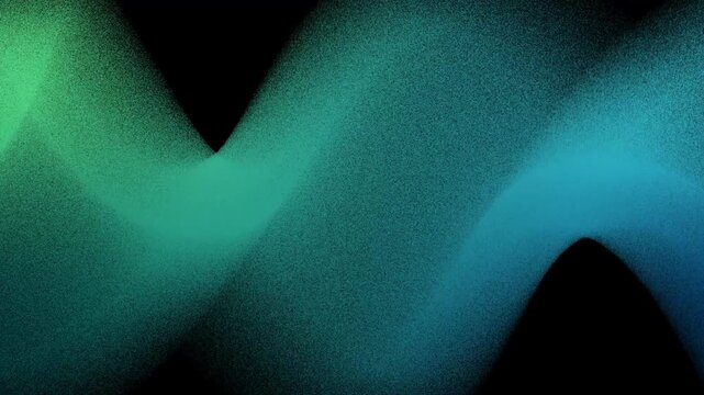 Holographic wave fall off three dimensional blue and green particle shape twist motion background animation