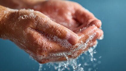 Fototapeta premium Close-up of hands under running water.