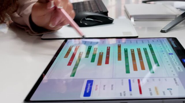 Project Manager Reviews Detailed Gantt Chart Schedule