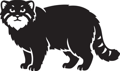 Pallass cat silhouette a wild feline animal illustration in a minimalist flat design style perfect for wildlife conservation logos and educational materials © Laiba
