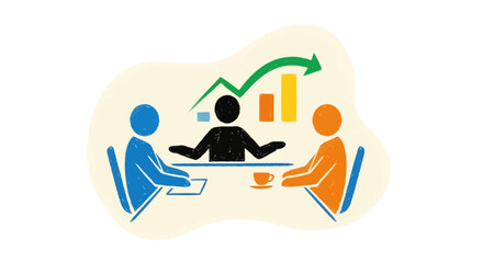 Fototapeta premium Business people discussing growth charts, teamwork concept, meeting background