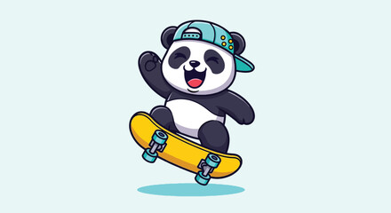 Cute cartoon panda playing skateboard vector illustration. © Caroline Studio