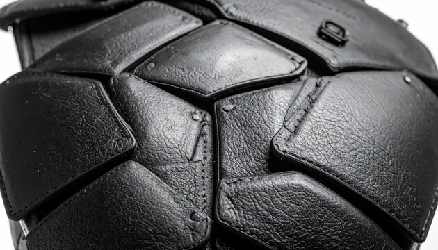 Detailed close-up view of the interlocking leather plates of a flexible armor vest showcasing its protective structure and durable material.