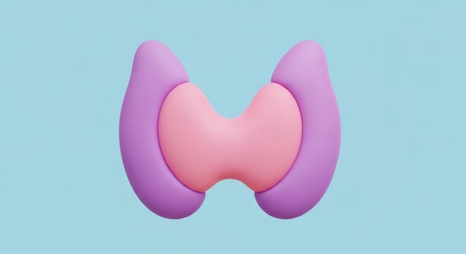 3D Thyroid Gland Model on Blue Background for Medical Visualization.