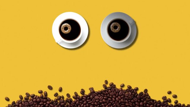 Coffee international day countdown frame with empty center placeholder on Yellow background.
