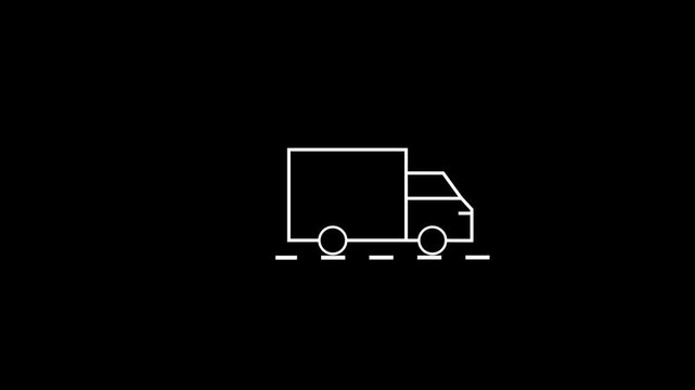 Caravan vehicle line icon, black color icon animation with black transparent background.