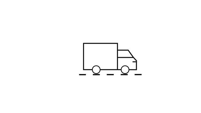 Caravan vehicle line icon, black color icon animation with white transparent background.