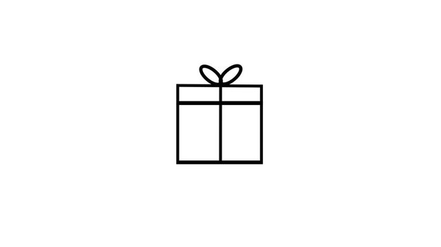 Gift box icon animated loading circle showing.Animated turquoise gift box symbol wax drawn outline.Celebration, surprise, present, discount, bonus and special offer.