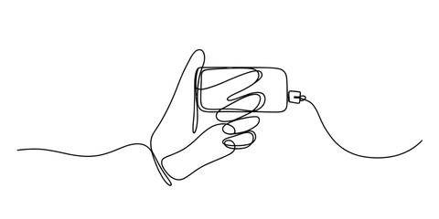 Obraz premium Two friends sitting together with arms raised in celebration, continuous line art style