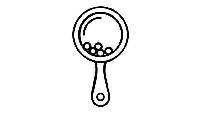Minimalist baby rattle toy vector icon representing newborn childhood development and nursery play equipment. Elegant line art illustration for infant care, baby shower cards and kid products.