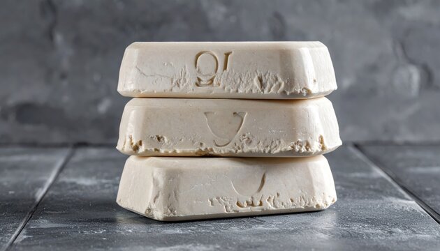 Stack of meticulously carved soapstone ingots, smooth and dense, showcasing ancient craftsmanship and natural beauty.