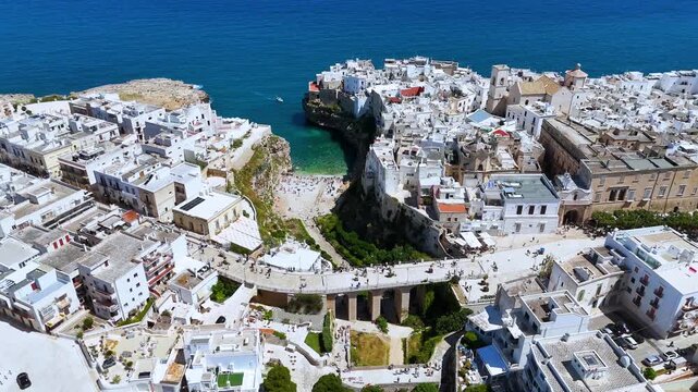 View of Polignano a Mare, a town in the Metropolitan City of Bari, Apulia, Italy, located on the Adriatic Sea
