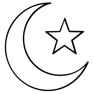 Modern ramadan crescent and star symbol vector icon illustration crafted with clean flat lines and scalable minimalist design perfect for holy month announcements and religious holiday motifs.