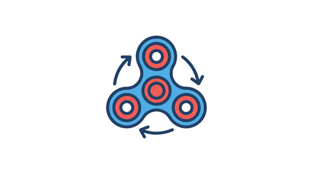 Colorful fidget spinner icon with circular motion arrows