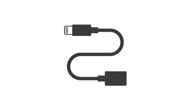 Mobile charging cable icon with connector and adapter