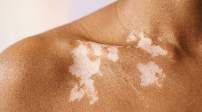 Depigmentation on Human Shoulder Showing Vitiligo Skin Condition