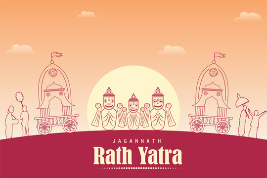 Chariot of Lord Jagannath, Balabhadra and Subhadra on annual Rathayatra in Odisha festival background