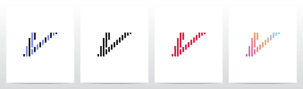 Stripes Vertical Parallel Italic Letter Initial Logo Design V