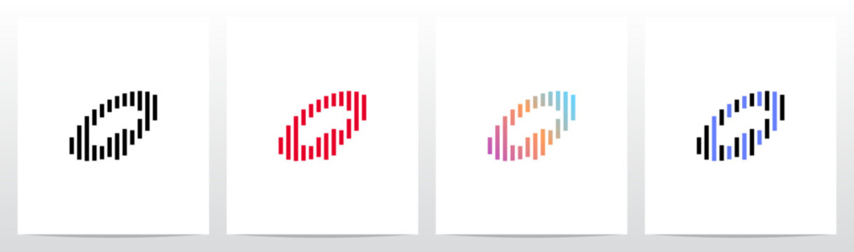 Stripes Vertical Parallel Italic Letter Initial Logo Design Q