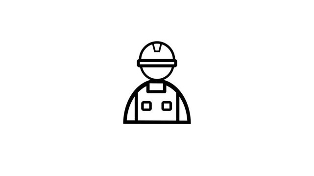 Worker animated icon,Animated workplace safety concept showing worker icon,Digging Shovel Pictogram Minimalist Loop.