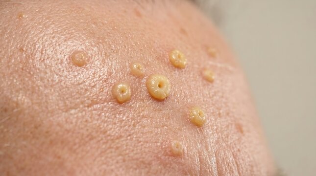 Umbilicated Papules Indicating Molluscum Contagiosum Viral Skin Infection