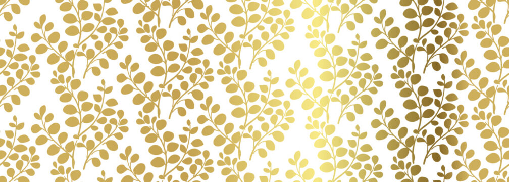  abstract leaves seamless vector pattern golden ink traditional oriental asian Indian design isolated