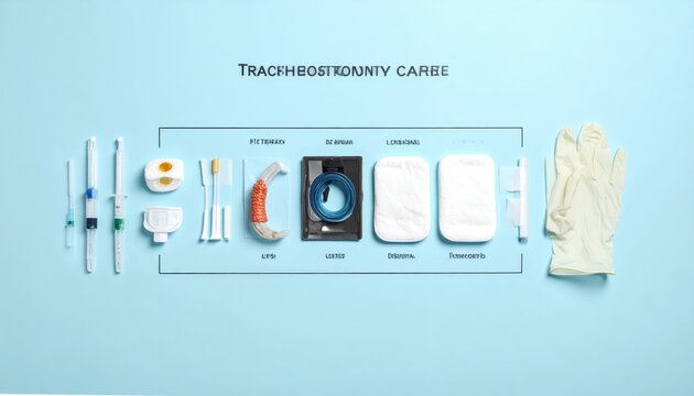 Comprehensive Tracheostomy Care Kit Components Arranged in Order of Use for Medical Professionals