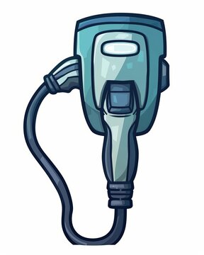 A cute cartoon Style ofA close-up of an electric vehicle charging port and plug