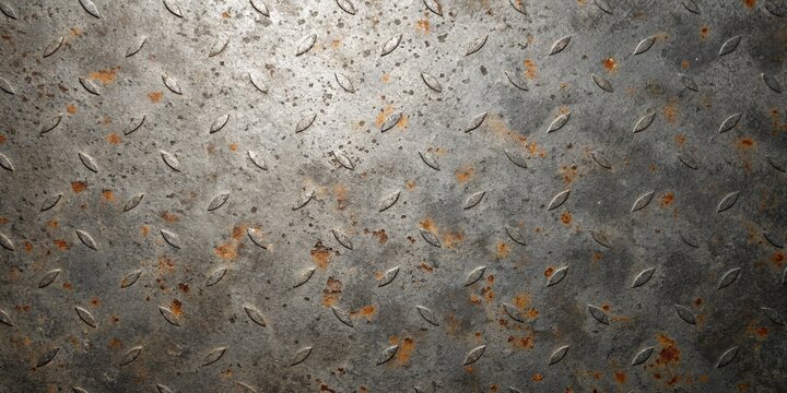 diamond plate steel texture with rust weathered metal background