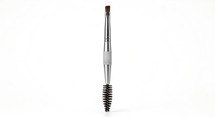Fototapeta premium Professional double-ended eyebrow brush and spoolie tool isolated on a clean white background for beauty concepts