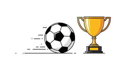 Soccer ball with trophy, sports championship win, victory celebration concept © Romi