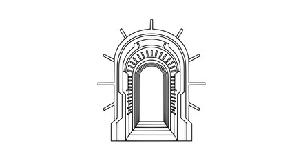 Fototapeta premium Futuristic Archway Entrance Portal, Sci-Fi Corridor, Abstract Geometric Design