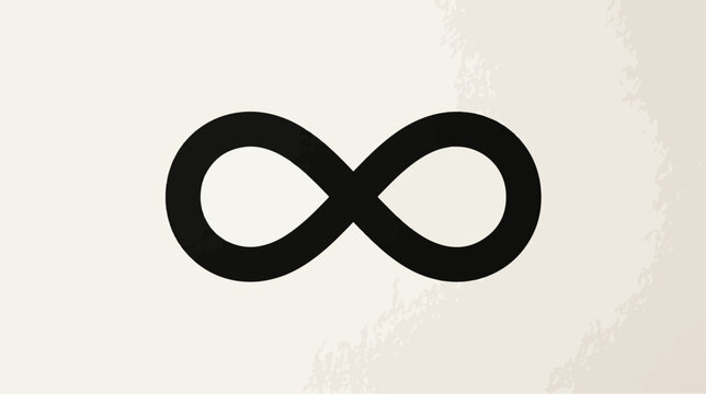 A minimalist black infinity symbol silhouette on a beige background with subtle texture