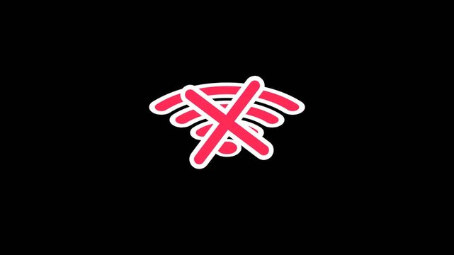 WiFi signal animation icon for wireless network status, showing full connection, loading progress, and no internet access. Modern digital UI element.