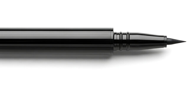 Sleek black liquid eyeliner pen with fine tip, perfect for precise eye makeup application and beauty