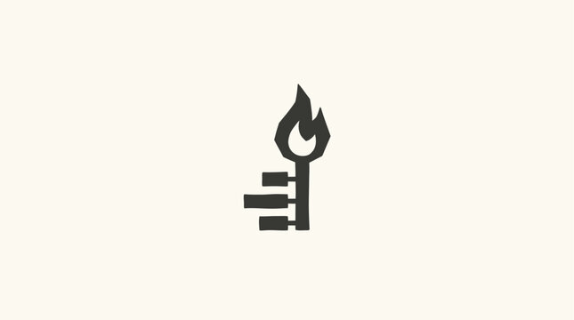 Minimalist key and flame icon representing unlocked energy, vital potential, and the ignition of new ideas for health, wellness, and personal growth solutions
