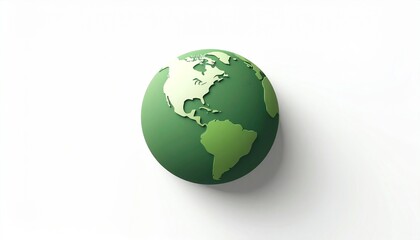 Fototapeta premium A vibrant green 3D rendered globe of Earth, depicting interconnected continents on a pristine white background, symbolizing global unity and environmental consciousness