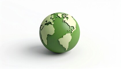 Fototapeta premium Eco-friendly green globe illustration highlighting global environmental health and sustainable living on a pristine white background, symbolizing our interconnected planet