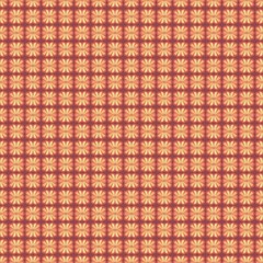 Fototapeta premium Seamless geometric floral pattern featuring warm orange and peach flower motifs arranged in a tiled layout.