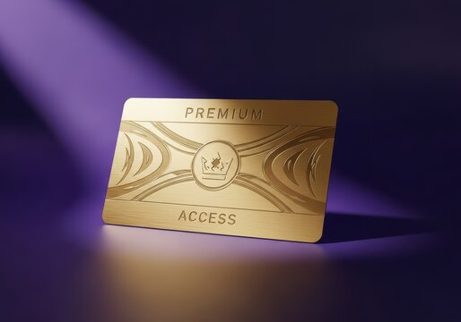 Premium golden access pass granting special privileges and exclusive entry to an important entertainment or business function, hospitality, corporate, ticket