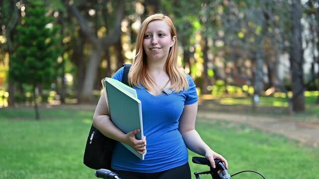 Confident college woman using walker while carrying study books on university campus, accessible education, student life, equal opportunity and independent young adult lifestyle