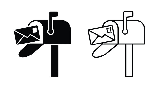 mailbox with envelope silhouette mail post letterbox communication delivery postal service message